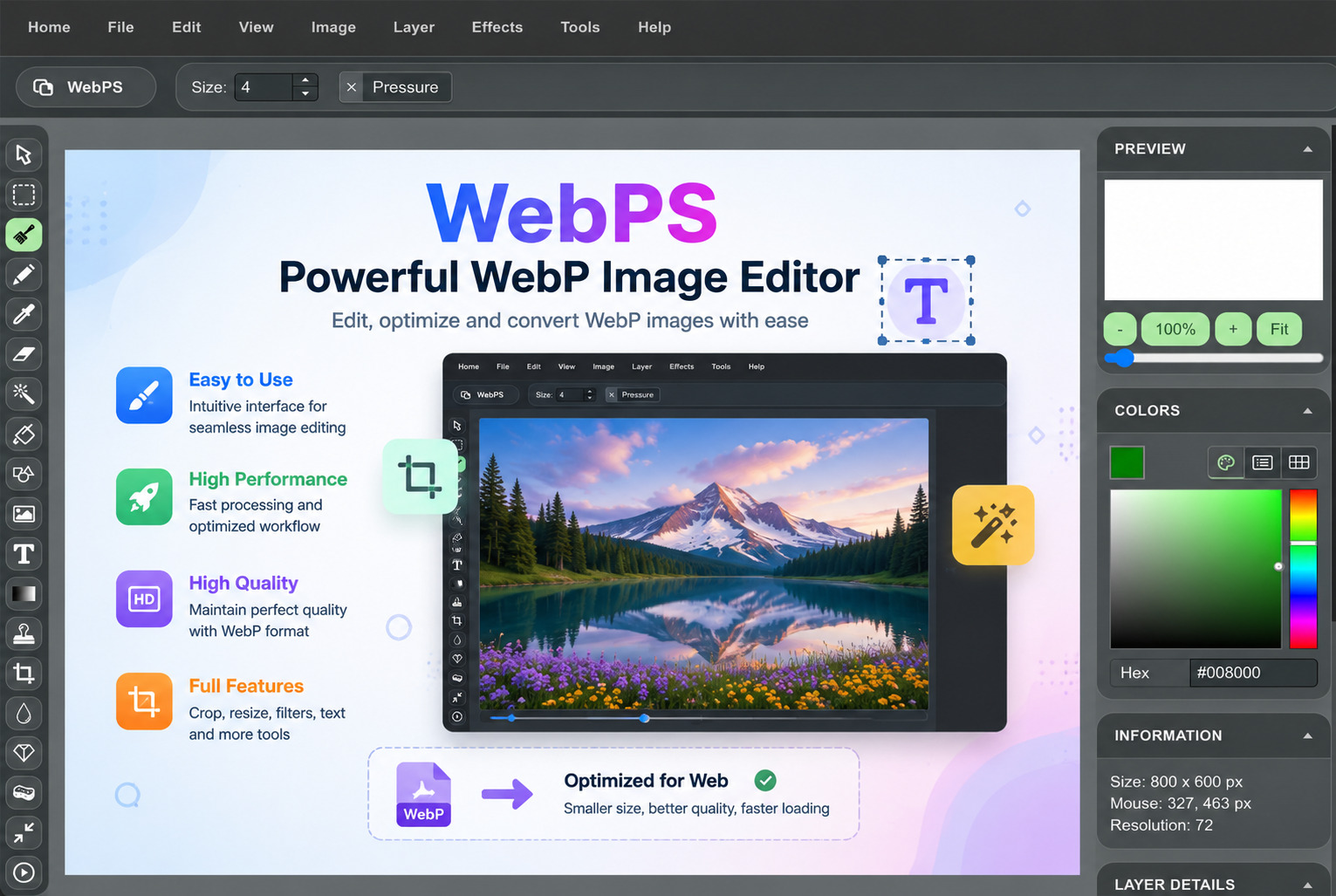 WebPS editor preview